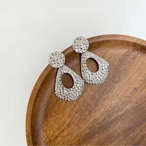 4/$15 Silver Textured Drop Dangle Earrings